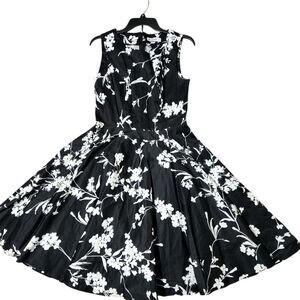 Grace Karin Dress Size Medium Black Floral Sleeveless Back Zip